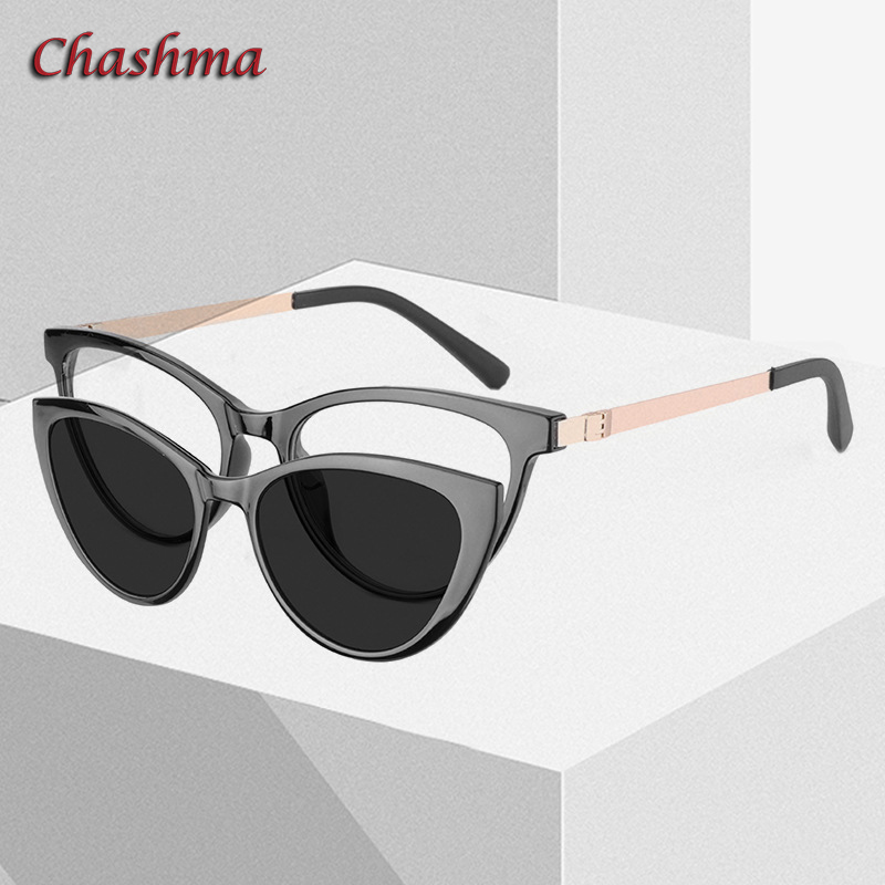 Chashma 클립 안경 프레임 여성 처방 광학 렌즈 고양이 눈 안경 Gafas 여성 패션 안경